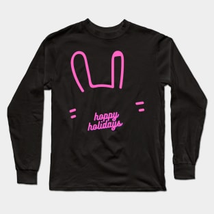 Christmas Rabbit Hoppy Holidays Rabbit Lovers Gift Bunnies Owners Long Sleeve T-Shirt